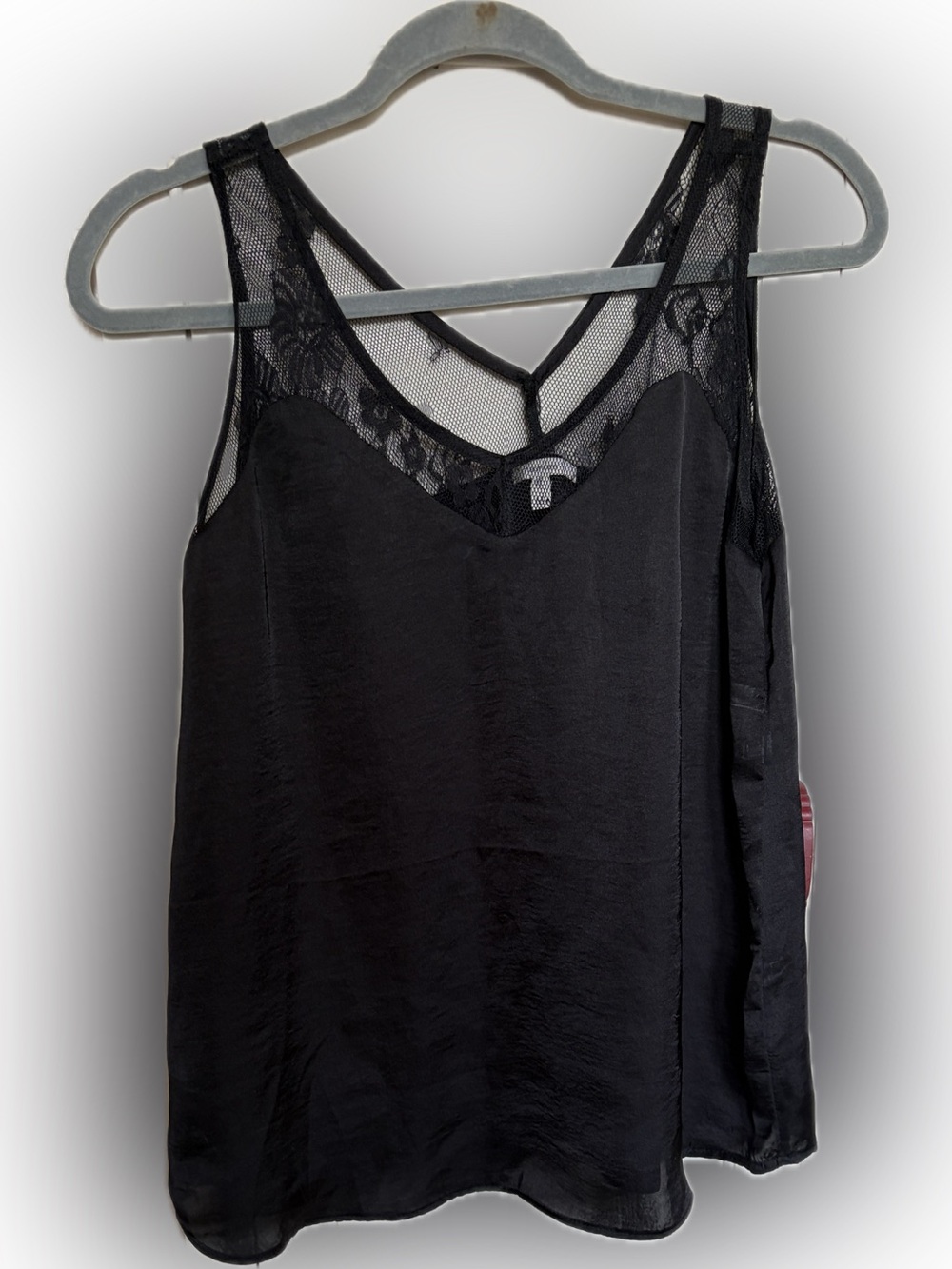 Black Lace-Trim Satin Tank Top - Women Intimates & Sleepwear